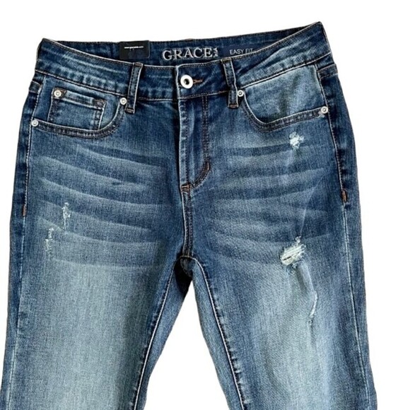 Grace in LA 2 Tone Raw Hem Jeans Size 26 NWT - Picture 2 of 6